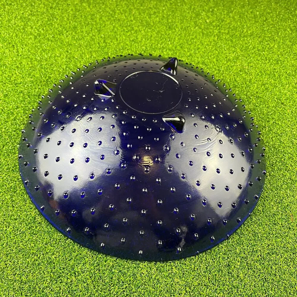 Vintage Cobalt Blue Blown Glass Hobnail Footed 3-Toed Decorative Bowl 11